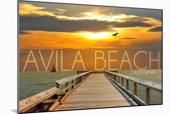 Avila Beach, California - Pier at Sunset-Lantern Press-Mounted Art Print