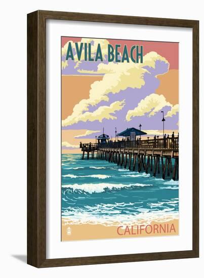 Avila Beach, California - Pier Sunset-Lantern Press-Framed Art Print