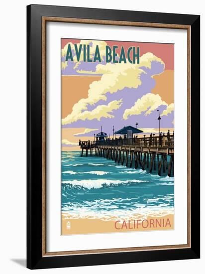 Avila Beach, California - Pier Sunset-Lantern Press-Framed Art Print