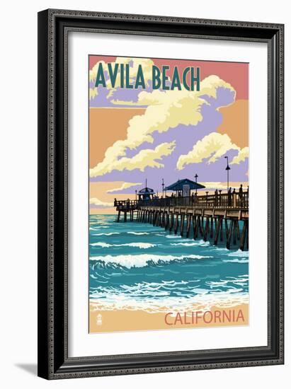 Avila Beach, California - Pier Sunset-Lantern Press-Framed Art Print