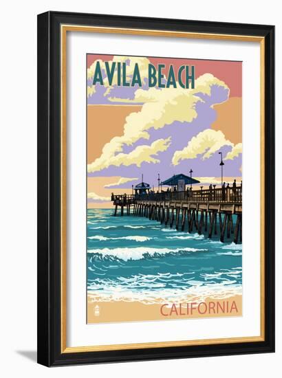 Avila Beach, California - Pier Sunset-Lantern Press-Framed Art Print