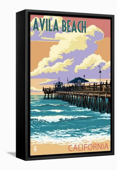 Avila Beach, California - Pier Sunset-Lantern Press-Framed Stretched Canvas