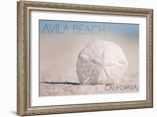 Avila Beach, California - Sand Dollar and Beach-Lantern Press-Framed Art Print