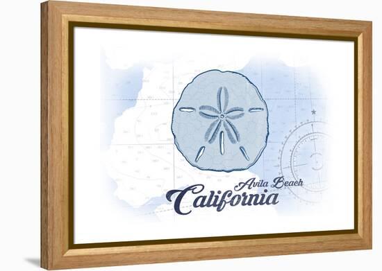 Avila Beach, California - Sand Dollar - Blue - Coastal Icon-Lantern Press-Framed Stretched Canvas