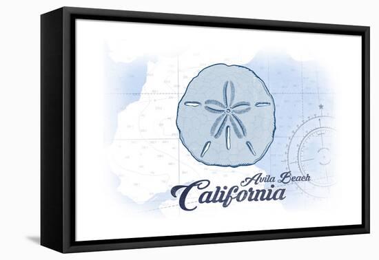 Avila Beach, California - Sand Dollar - Blue - Coastal Icon-Lantern Press-Framed Stretched Canvas