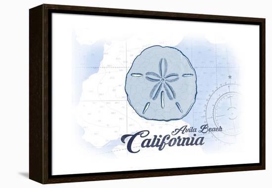 Avila Beach, California - Sand Dollar - Blue - Coastal Icon-Lantern Press-Framed Stretched Canvas