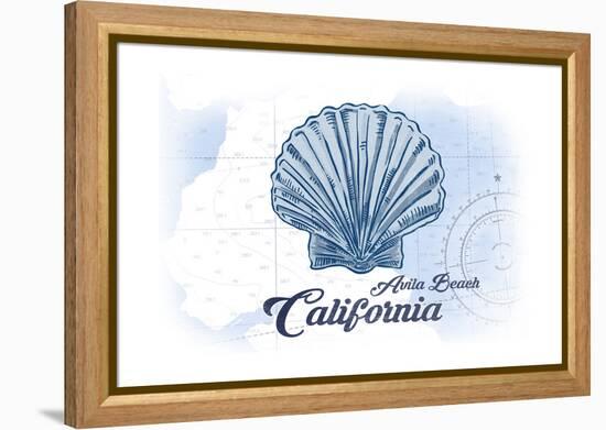 Avila Beach, California - Scallop Shell - Blue - Coastal Icon-Lantern Press-Framed Stretched Canvas