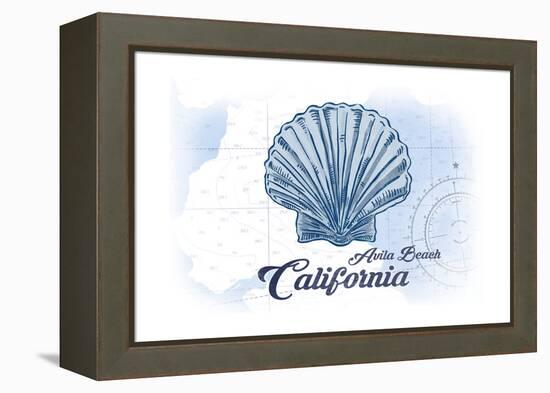 Avila Beach, California - Scallop Shell - Blue - Coastal Icon-Lantern Press-Framed Stretched Canvas