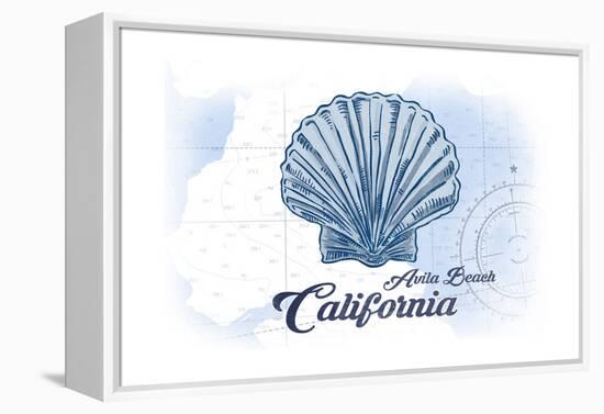 Avila Beach, California - Scallop Shell - Blue - Coastal Icon-Lantern Press-Framed Stretched Canvas