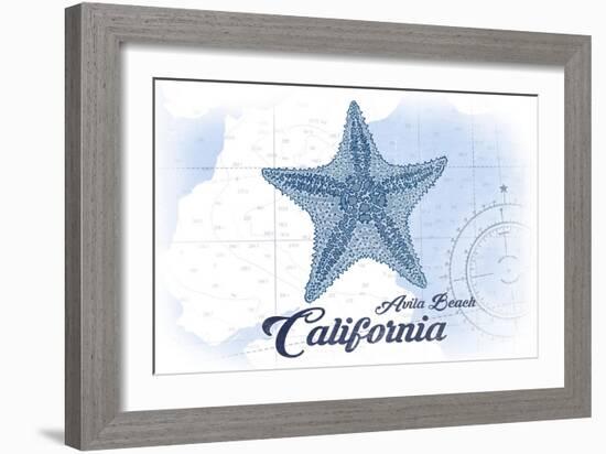 Avila Beach, California - Starfish - Blue - Coastal Icon-Lantern Press-Framed Art Print