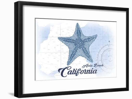 Avila Beach, California - Starfish - Blue - Coastal Icon-Lantern Press-Framed Art Print