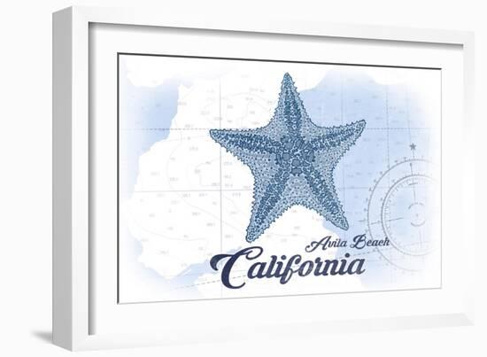 Avila Beach, California - Starfish - Blue - Coastal Icon-Lantern Press-Framed Art Print