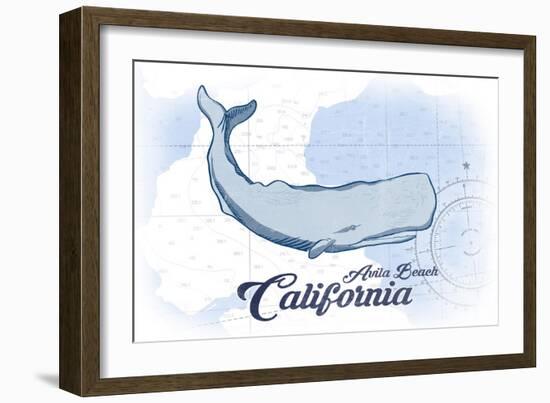 Avila Beach, California - Whale - Blue - Coastal Icon-Lantern Press-Framed Art Print