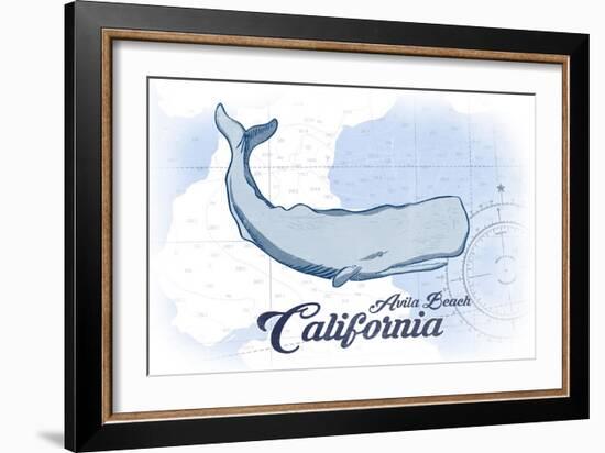 Avila Beach, California - Whale - Blue - Coastal Icon-Lantern Press-Framed Art Print