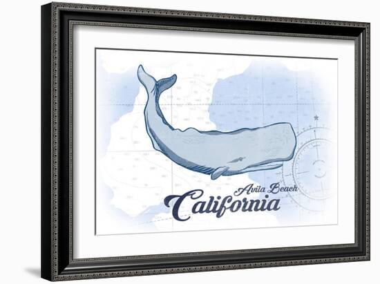 Avila Beach, California - Whale - Blue - Coastal Icon-Lantern Press-Framed Art Print