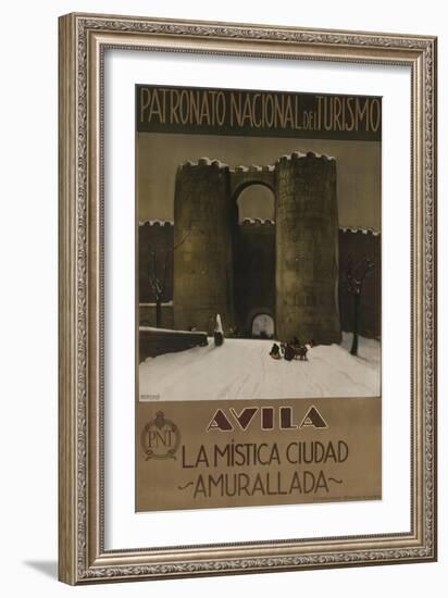 Avila Spain Travel Poster, the Walled Mystic City-null-Framed Giclee Print