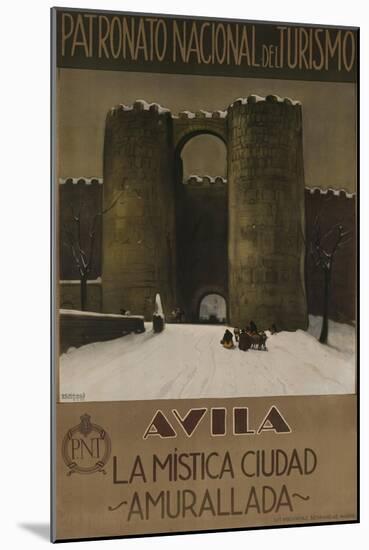 Avila Spain Travel Poster, the Walled Mystic City-null-Mounted Giclee Print