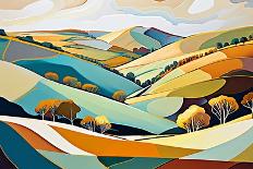 Blue and Ochre Hills-Avril Anouilh-Framed Art Print