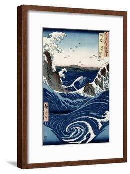 Awa Province: Stormy Sea at the Naruto Rapids from 'Famous Places of the Sixty Provinces', 1853-Ando Hiroshige-Framed Giclee Print