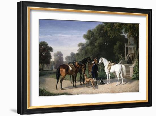 Awaiting the Departure, 1861-Henry Thomas Alken-Framed Giclee Print