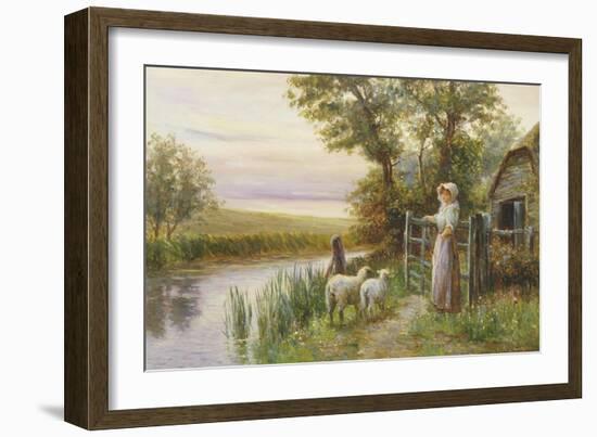 Awaiting the Return of the Sheep in the Sunset-Ernest Walbourn-Framed Giclee Print