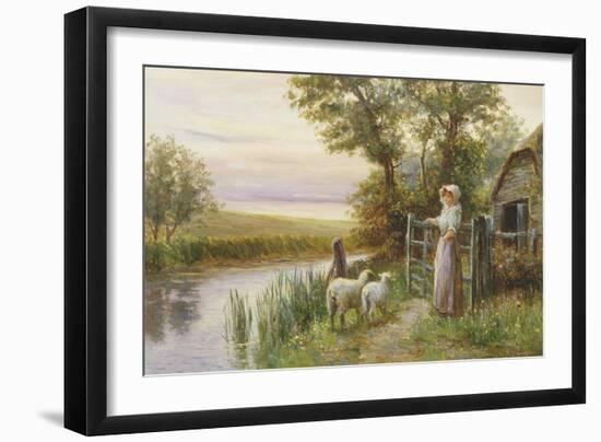 Awaiting the Return of the Sheep in the Sunset-Ernest Walbourn-Framed Giclee Print