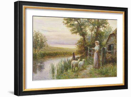 Awaiting the Return of the Sheep in the Sunset-Ernest Walbourn-Framed Giclee Print