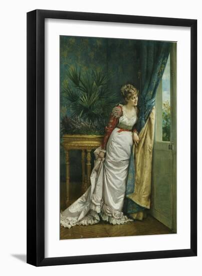 Awaiting the Visitor, 1878-Auguste Toulmouche-Framed Giclee Print