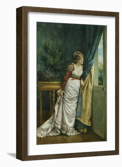 Awaiting the Visitor, 1878-Auguste Toulmouche-Framed Giclee Print