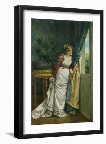 Awaiting the Visitor, 1878-Auguste Toulmouche-Framed Giclee Print