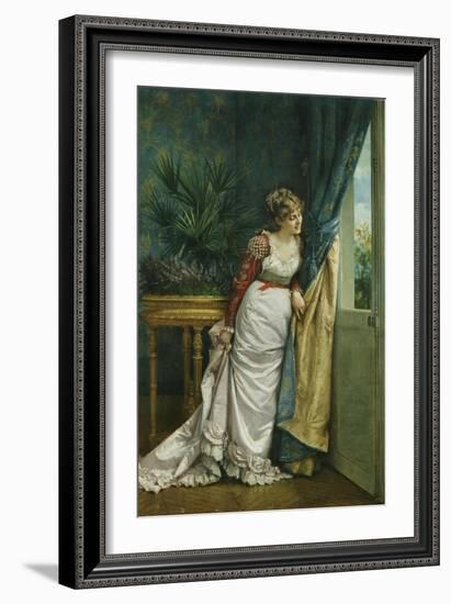 Awaiting the Visitor, 1878-Auguste Toulmouche-Framed Giclee Print