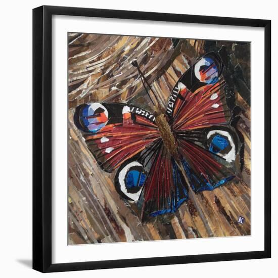 Awaken' Peacock Butterfly on Woodpile-Kirstie Adamson-Framed Giclee Print