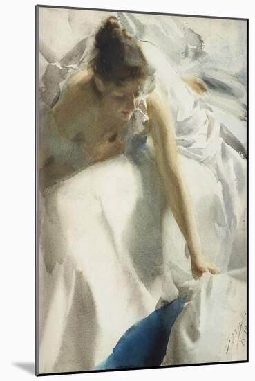 Awakening, Boulevard Clichy, Paris - Young Girl in Negligee, 1892 (Watercolour)-Anders Leonard Zorn-Mounted Giclee Print