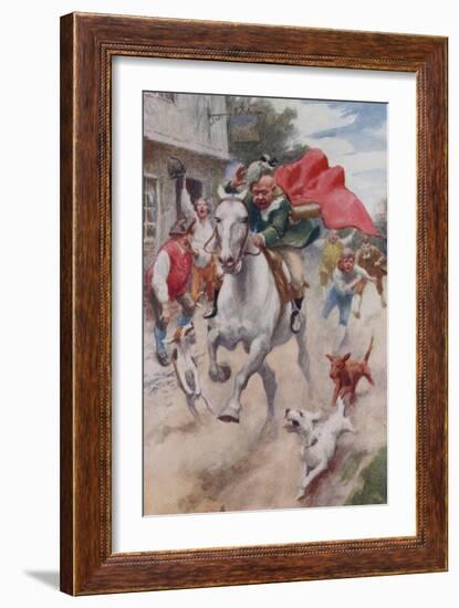 "Away Went Gilpin's Horse, and Away Went Gilpin on His Back, Through the Streets of London Town"-Arthur C. Michael-Framed Giclee Print