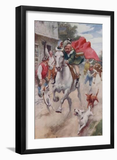 "Away Went Gilpin's Horse, and Away Went Gilpin on His Back, Through the Streets of London Town"-Arthur C. Michael-Framed Giclee Print