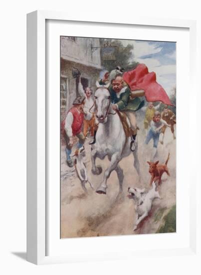 "Away Went Gilpin's Horse, and Away Went Gilpin on His Back, Through the Streets of London Town"-Arthur C. Michael-Framed Giclee Print