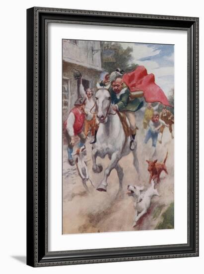 "Away Went Gilpin's Horse, and Away Went Gilpin on His Back, Through the Streets of London Town"-Arthur C. Michael-Framed Giclee Print