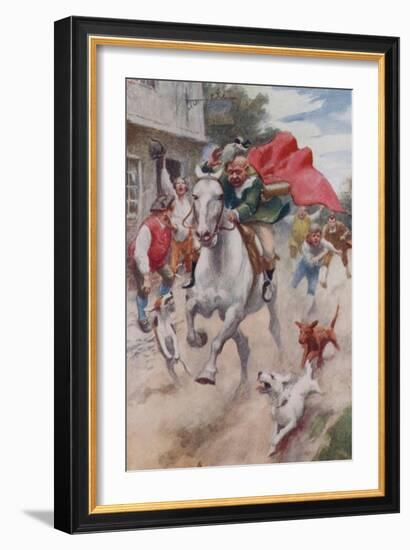 "Away Went Gilpin's Horse, and Away Went Gilpin on His Back, Through the Streets of London Town"-Arthur C. Michael-Framed Giclee Print