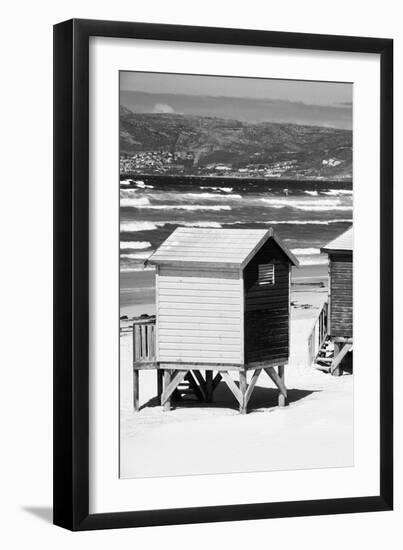 Awesome South Africa Collection B&W - Beach Huts Cape Town II-Philippe Hugonnard-Framed Photographic Print