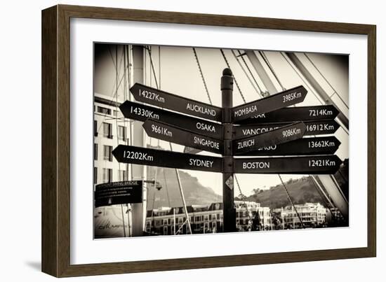 Awesome South Africa Collection B&W - Direction Sign Cape Town-Philippe Hugonnard-Framed Photographic Print