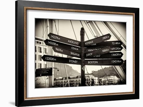 Awesome South Africa Collection B&W - Direction Sign Cape Town-Philippe Hugonnard-Framed Photographic Print