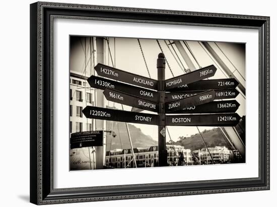 Awesome South Africa Collection B&W - Direction Sign Cape Town-Philippe Hugonnard-Framed Photographic Print