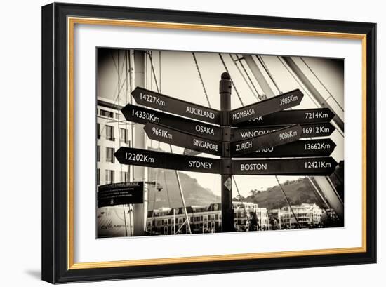 Awesome South Africa Collection B&W - Direction Sign Cape Town-Philippe Hugonnard-Framed Photographic Print