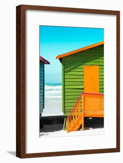 Awesome South Africa Collection - Close-Up Colorful Beach Huts - Lime & Orange-Philippe Hugonnard-Framed Photographic Print