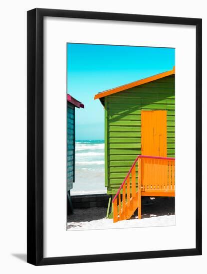 Awesome South Africa Collection - Close-Up Colorful Beach Huts - Lime & Orange-Philippe Hugonnard-Framed Photographic Print