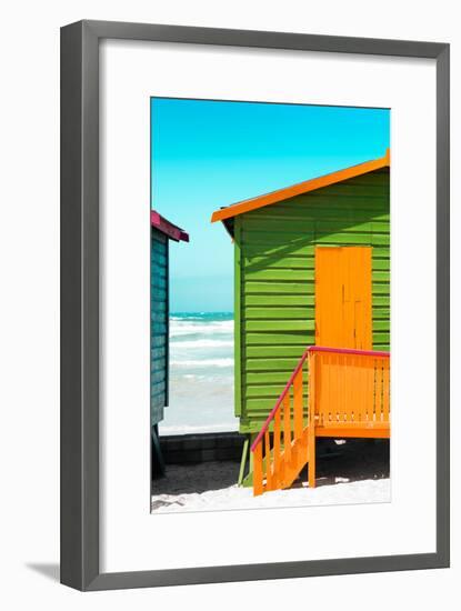 Awesome South Africa Collection - Close-Up Colorful Beach Huts - Lime & Orange-Philippe Hugonnard-Framed Photographic Print