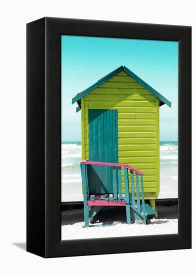 Awesome South Africa Collection - Colorful Beach Hut Cape Town - Lime & Greensea-Philippe Hugonnard-Framed Premier Image Canvas