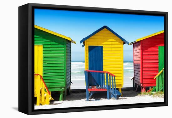 Awesome South Africa Collection - Colorful Beach Huts - Green & Yellow & Red-Philippe Hugonnard-Framed Premier Image Canvas