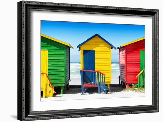 Awesome South Africa Collection - Colorful Beach Huts - Green & Yellow & Red-Philippe Hugonnard-Framed Photographic Print