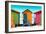 Awesome South Africa Collection - Colorful Beach Huts - Lime & Orange & Deep Pink-Philippe Hugonnard-Framed Photographic Print